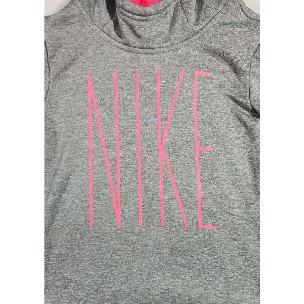 Nike DriFit Girls Small Gray Pink Pullover Hoodie  